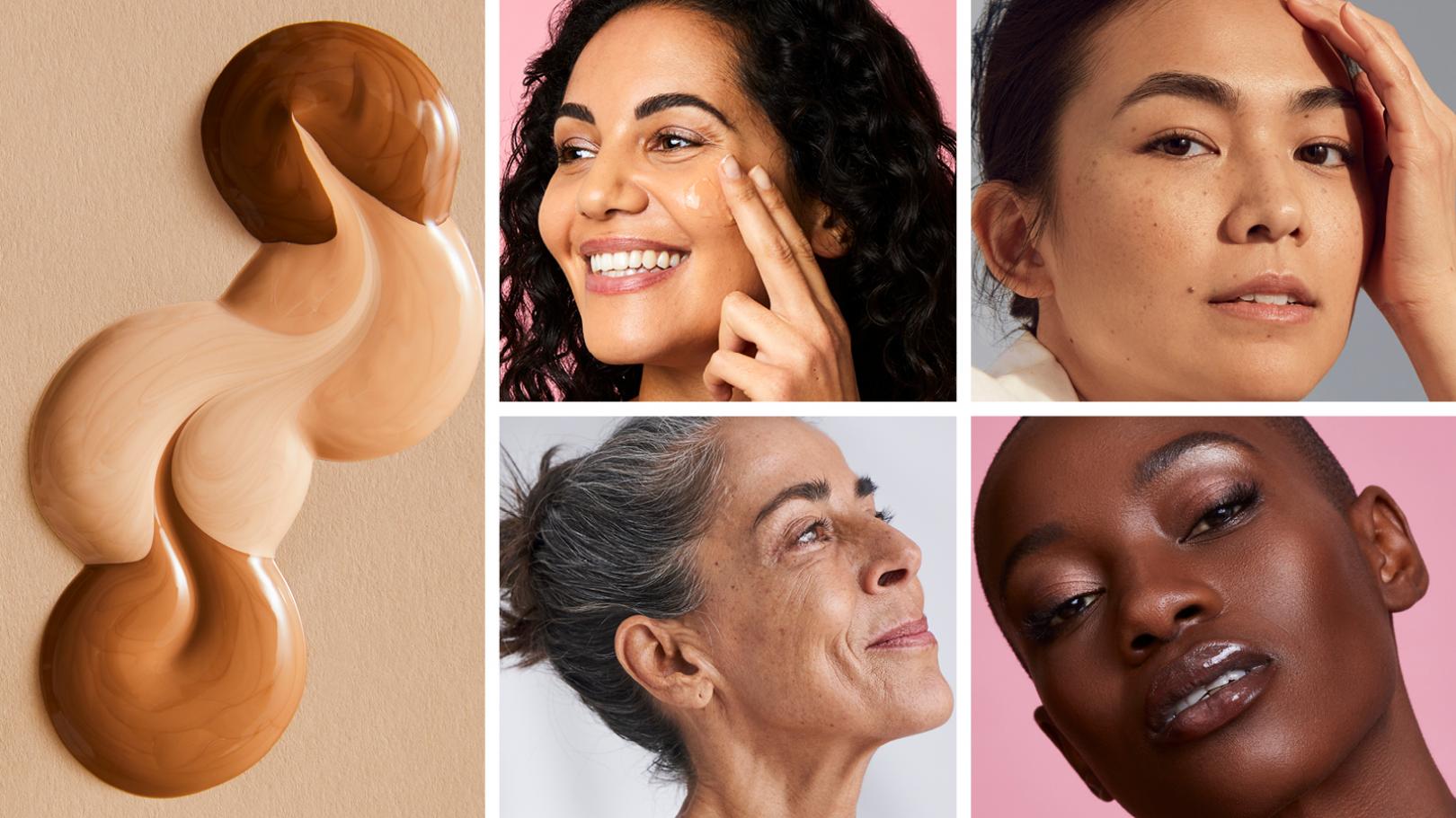 Collage of images of women with different skin colors