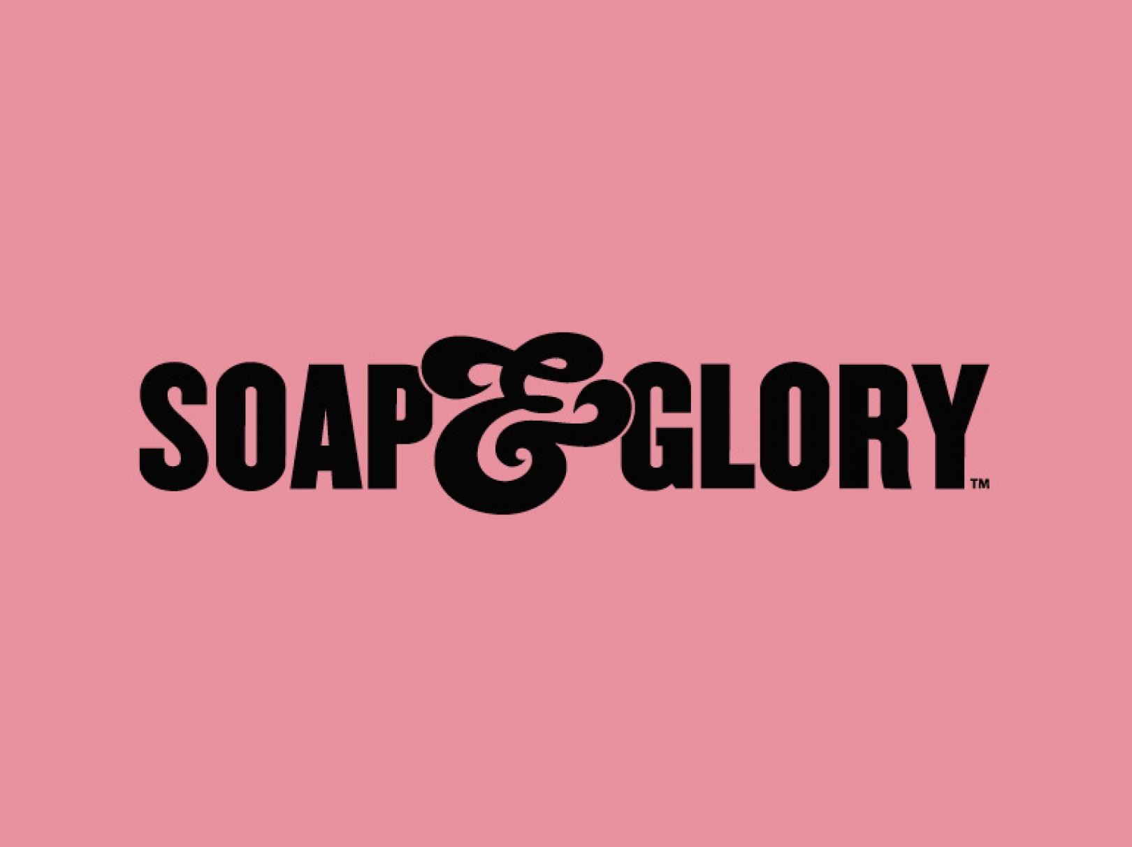 Black Soap and Glory Logo on Pink Background
