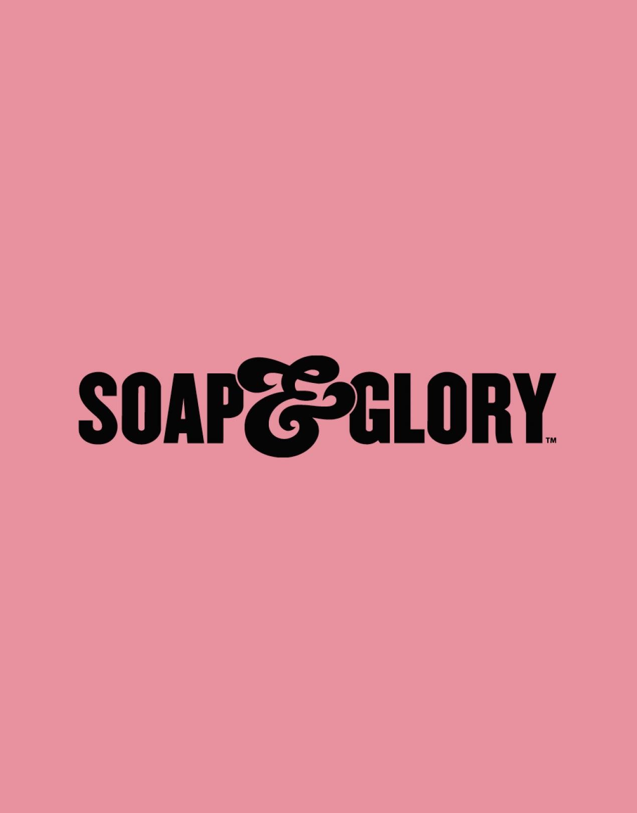 Black Soap & Glory Logo on Pink Background