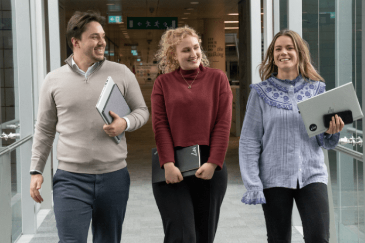 Team members walking