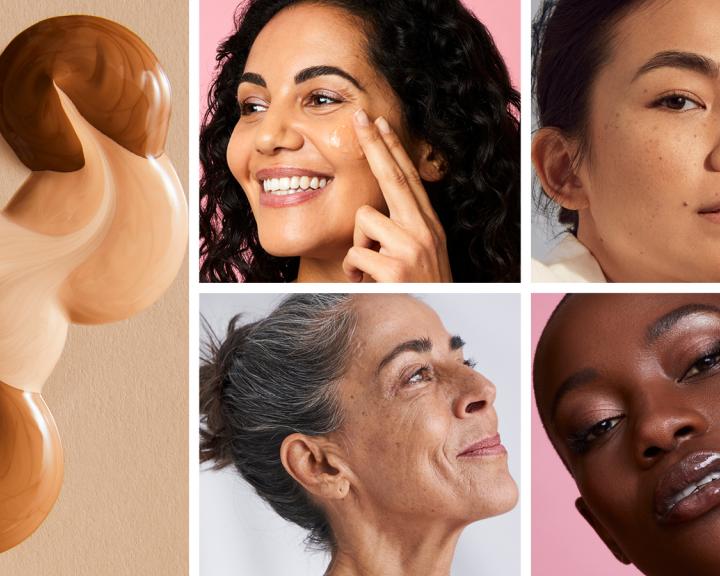 Collage of images of women with different skin colors