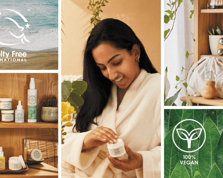 Grid image including Botanics models and product shots